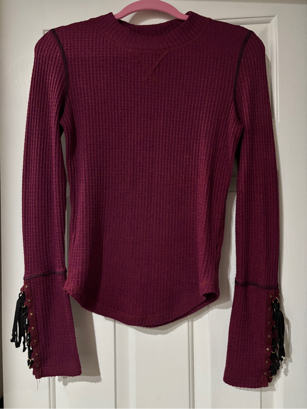 Free People We The Free Thermal Knit Long Sleeve Top - Size Small